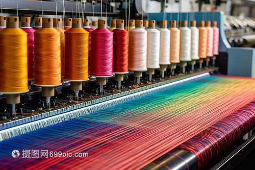 紡織織造中的藝術(shù)與技術(shù) 工廠機器上彩色紗線的穿線奧秘